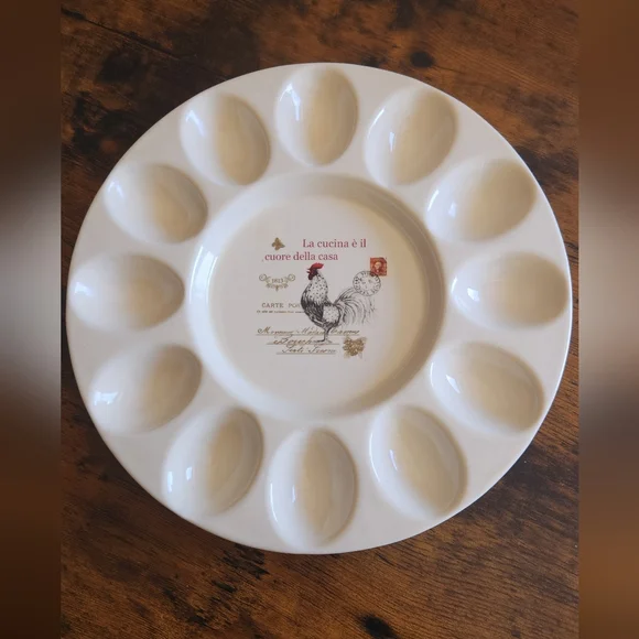 Vtg Maison Du Provence Rooster Ceramic Egg Serving Tray - Picture 1 of 10